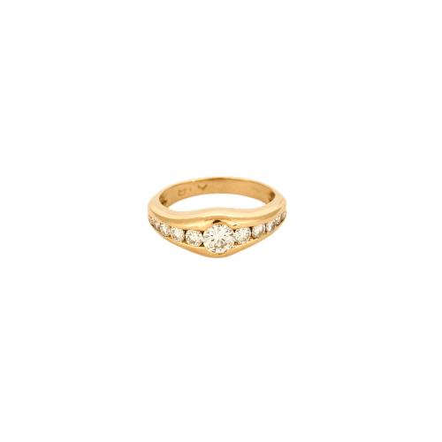 Bague 50 Bague en or jaune 18 carats sertie de diamants taille brillant 58 Facettes