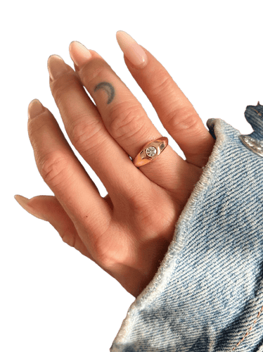 Bague 51.5 Bague hexagonale en or jaune 18 carats et diamant 58 Facettes