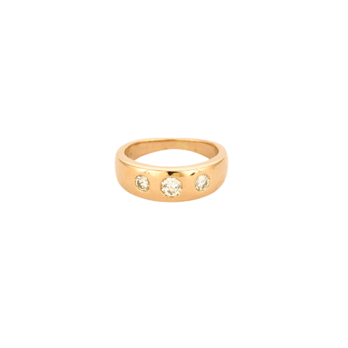 Bague 51.5 Bague jonc trilogie en or rose 18 carats et diamants 58 Facettes