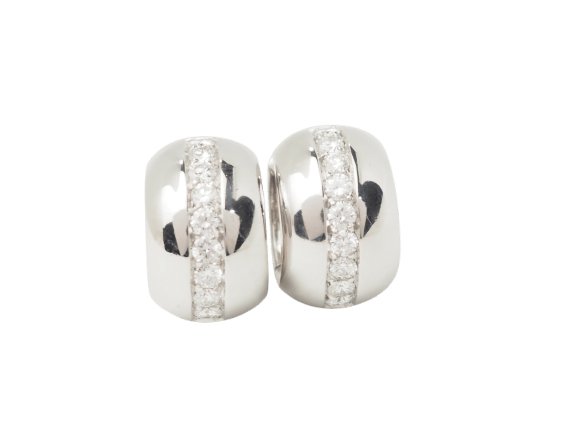 Boucles d'oreilles Boucles d’oreilles créoles en or blanc 18 ct et diamants 58 Facettes 33349