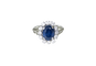 Bague 53.5 Bague marguerite saphir 2,40 ct et diamants en or blanc 18k 58 Facettes