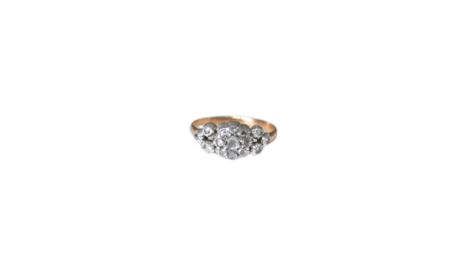 Bague 57.5 Bague - Bague jarretière marguerite en or rose 18k, argent et diamants 58 Facettes