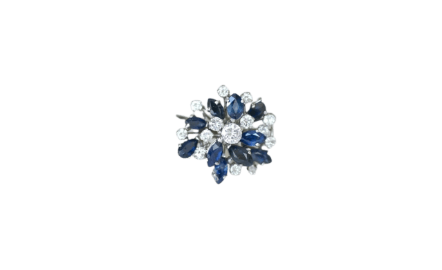 Bague 58.5 Bague cocktail monture fil en or blanc 18kt, saphirs et diamants 58 Facettes