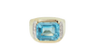 Bague 52 Bague en or jaune 18 kt avec topaze bleue et diamants 58 Facettes 32748