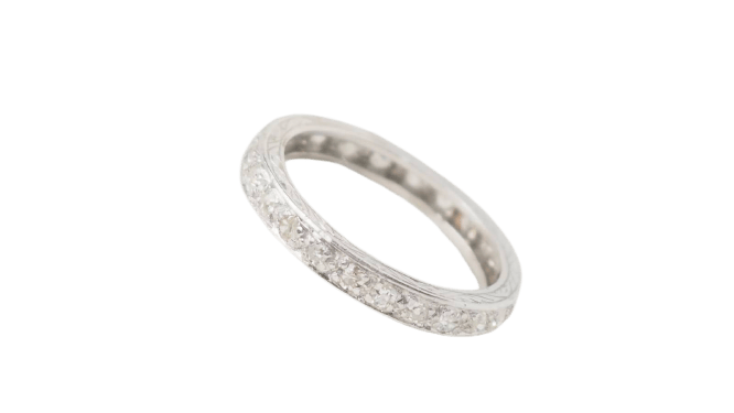 Bague 53 Alliance américaine tour complet en platine 850 et diamants 0,80 ct 58 Facettes 31755