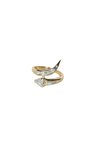 Bague 54 Bague serpent en or jaune 18k et diamants taille Superman et trapèze 58 Facettes
