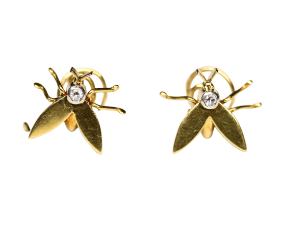 Chaumet - Boutons de col Mouche en trois ors et diamants 58 Facettes C2002