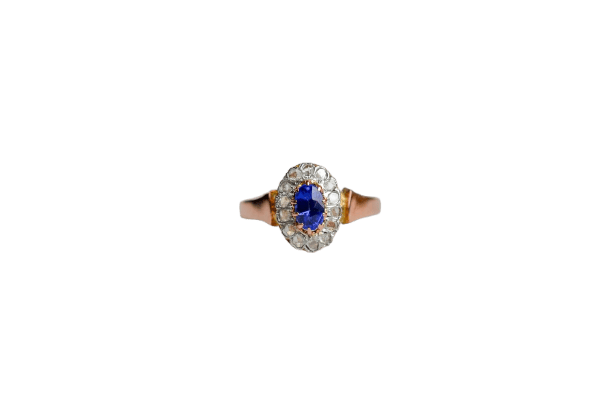 Bague 55 Bague marguerite halo de diamants en or rose 18 carats 58 Facettes 3655