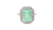 Bague 52 Bague double entourage en or blanc 18 kt, émeraude et diamants 58 Facettes 32636