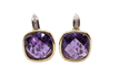 Boucles d'oreilles Boucles d’oreilles pendantes en or jaune et gris 18 kt, améthystes et diamants 58 Facettes 30489