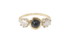 Bague 51 Bague cabochon saphir et diamants en or jaune 18 kt 58 Facettes 32794