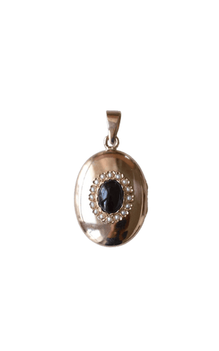 Pendentif Pendentif médaillon ouvrant cabochon grenat et perles fines en or rose 18k 58 Facettes