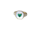 Bague Bague cœur en or jaune 18k, émeraude, diamants et nacre 58 Facettes