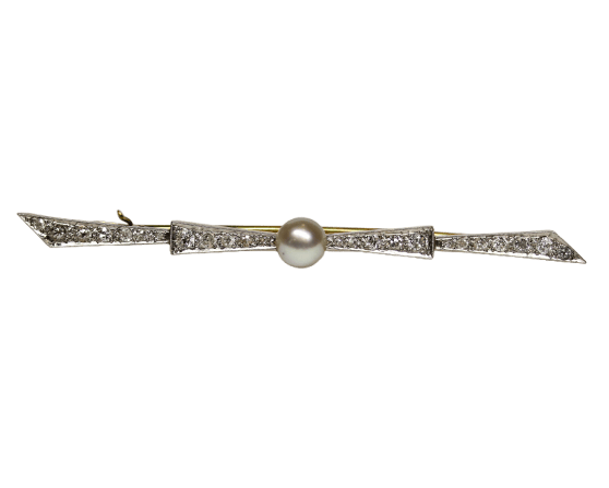 Broche Broche barrette nœud en or rose et or blanc, perle et diamants 58 Facettes A11494