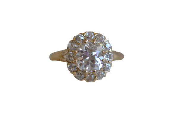 Bague 53.5 Bague ancienne en or jaune 18K et diamants taille ancienne 58 Facettes