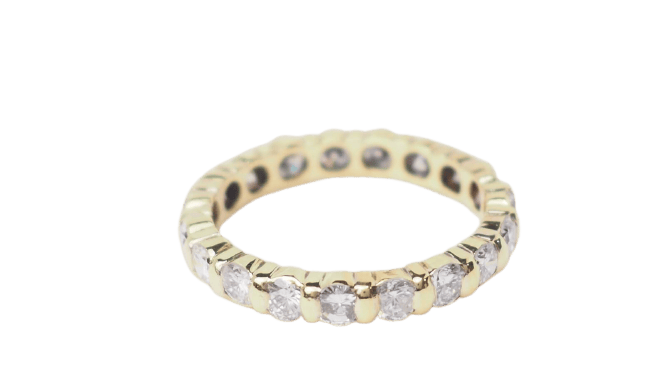 Bague 48 Alliance américaine tour complet en or jaune 18 kt et diamants 1,33 ct 58 Facettes 30725