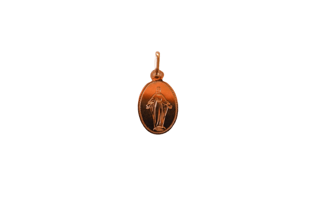 Pendentif Médaille Vierge Marie entourée d’un liseré en or rose 18 carats 58 Facettes Ref2861
