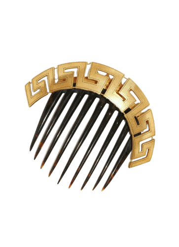Peigne de cheveux méandre grec en or jaune 18k et écaille 58 Facettes