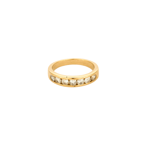 Bague 54 Demi-alliance - Bague en or jaune 18 carats et diamants 58 Facettes