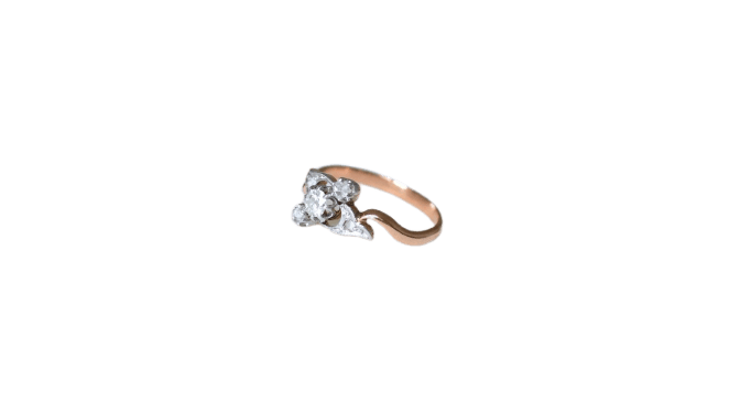 Bague 53 Bague Toi et Moi en or rose 18kt et platine, diamants 58 Facettes