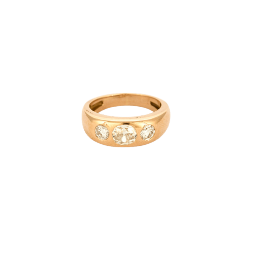 Bague 55 Bague gypsy en or rose 18 carats et diamants taille coussin 58 Facettes 1