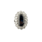 Bague 51 Bague marguerite sertie d’un saphir ovale en platine et diamants 58 Facettes