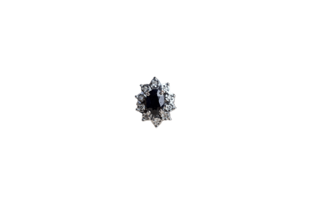 Bague 49 Bague Marguerite - Bague en or blanc 18k, saphir bleu et diamants 58 Facettes 3662