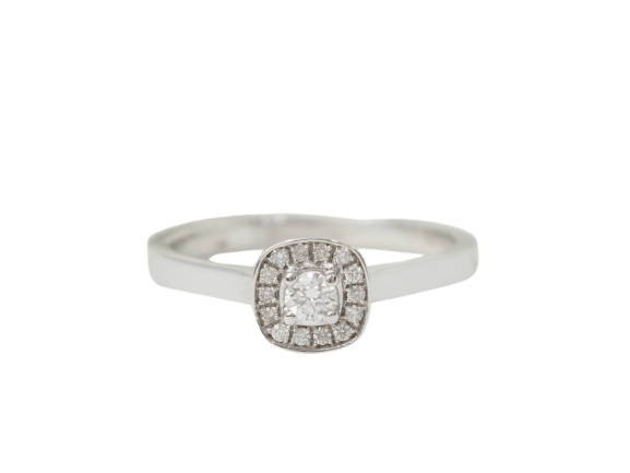 Bague 53.5 Bague solitaire en or blanc 18 kt et diamants 0,15 ct 58 Facettes 30934