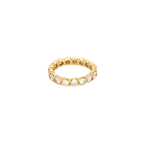 Bague 53 Alliance américaine tour complet en or jaune 18 carats et diamants 58 Facettes