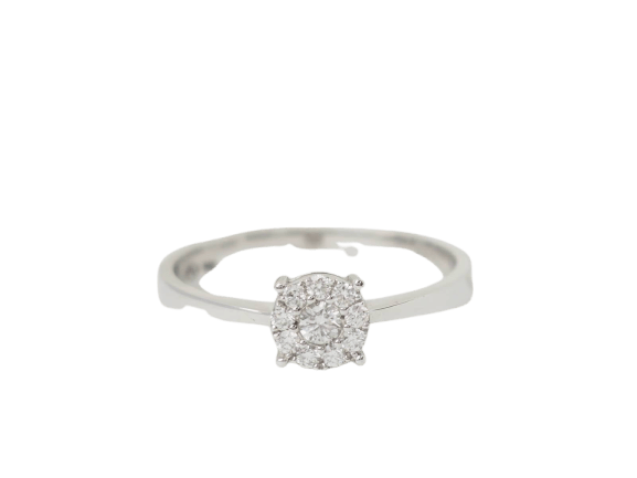 Bague 53 Bague solitaire en or blanc 18 kt et diamants 0,16 ct 58 Facettes 30917