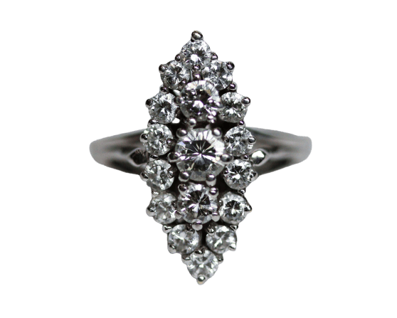 Bague 50.5 Bague marquise en or blanc 750 et diamants 58 Facettes A11860