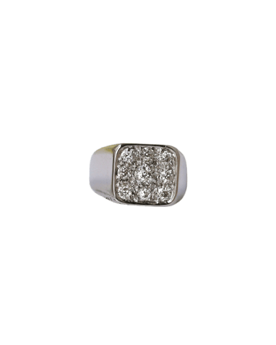Bague 45.5 Bague chevalière en or blanc 750 et diamants 58 Facettes A11804