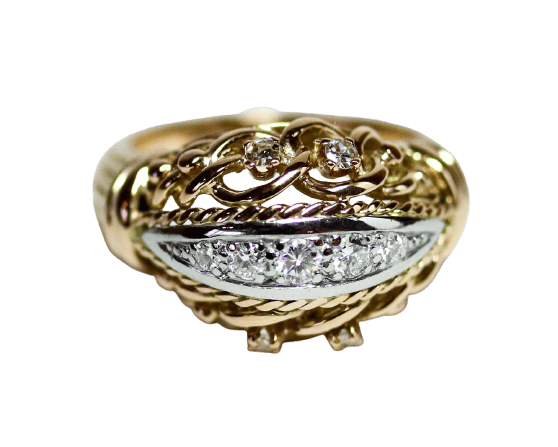 Bague 55 Bague cocktail 1950 en or blanc et diamants 58 Facettes C2099