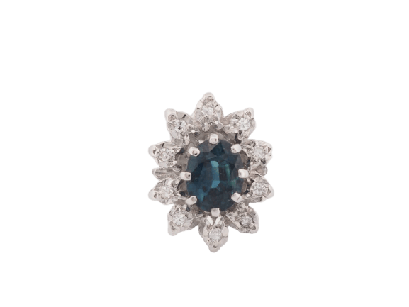 Bague 57.5 Bague entourage en or blanc 18 ct, saphir et diamants 58 Facettes 31220