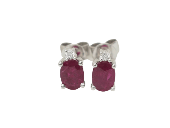 Boucles d'oreilles Puces d’oreilles en or blanc 18 ct, rubis 2,20 ct et diamant 58 Facettes 33180