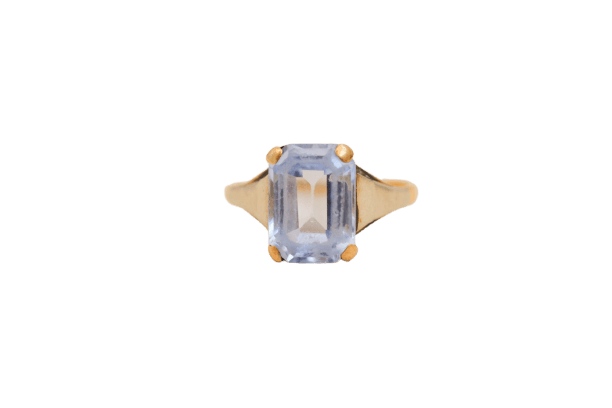 Bague 54 Bague taille émeraude en or jaune et or blanc 18k spinelle synthétique 58 Facettes Ref3559