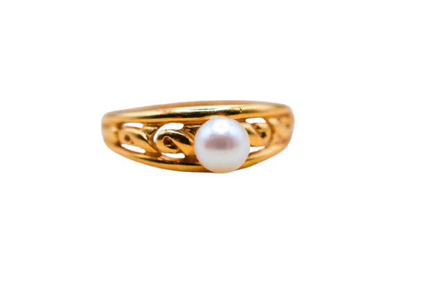 Bague 53 Bague solitaire ajourée en or jaune et perle de culture 58 Facettes 3847