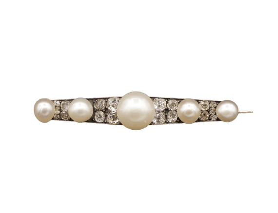 Broche Broche barrette en or rose et perles fines, diamants 58 Facettes A10094