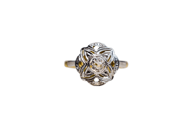 Bague 55 Bague Art Déco étoile en or jaune et or blanc et diamant 58 Facettes 3708