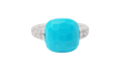 Bague 48 Pomellato Capri - Bague en or blanc 18 kt, turquoise et diamants 58 Facettes 32770