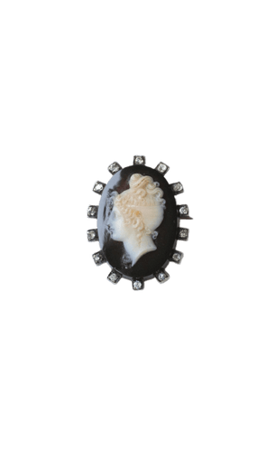 Broche Broche camée en onyx en or rose et diamants 58 Facettes