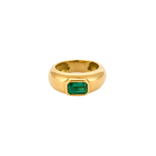 Bague 57 Bague jonc en or jaune 18 carats avec émeraude 58 Facettes 1
