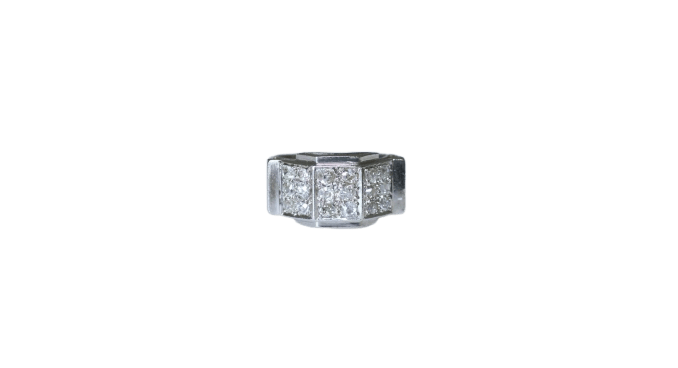 Bague 51.5 Bague Art Déco « plans escalier » en platine et diamants 58 Facettes