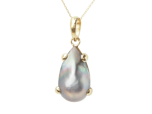 Pendentif Pendentif perle Mabé de Tahiti taille poire en or jaune 18 ct 58 Facettes 33335