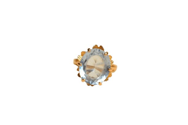 Bague 59 Bague cocktail fleur en or jaune 18 carats et spinelle de synthèse 58 Facettes 3515