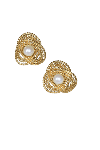 Boucles d'oreilles Gübelin - Boucles d’oreilles clip torsadées en or jaune 18kt et perles 58 Facettes