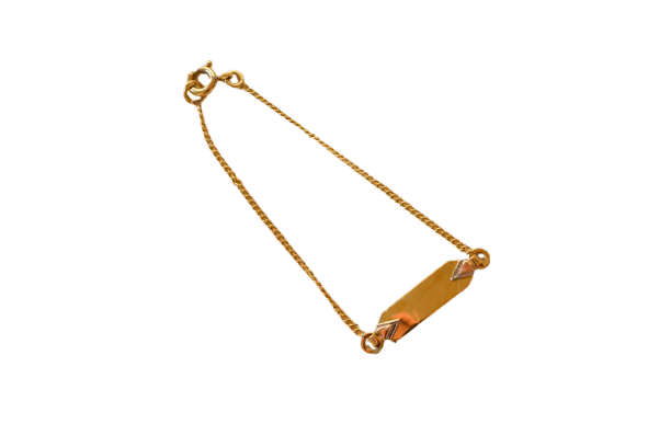 Gourmette enfant maille gourmette en or jaune, blanc et rose 18 carats 58 Facettes Ref.2753