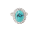 Bague 56 Bague pompadour en or blanc 18 ct, diamants et turquoise cabochon 58 Facettes 33204