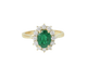 Bague 54 Bague marguerite en or jaune 18 kt, émeraude et diamants 58 Facettes 33519