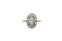 Bague 56 Bague Art Déco ovale en or jaune et or blanc 18k et diamant 58 Facettes 3826